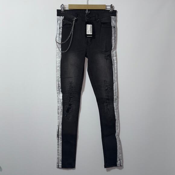 Boohooman Super Skinny Rip & Repair Biker Jeans men’s size 32R - Picture 1 of 9